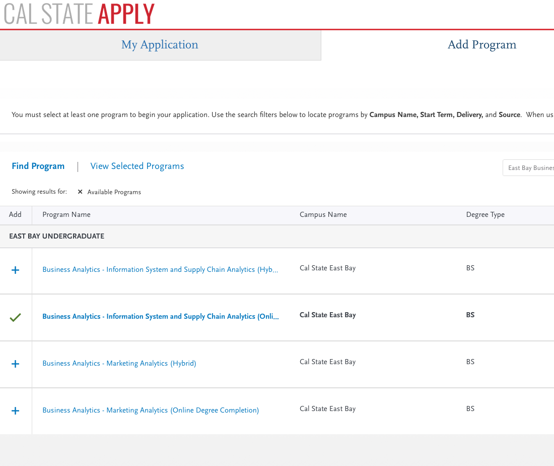 Cal State Apply Screenshot