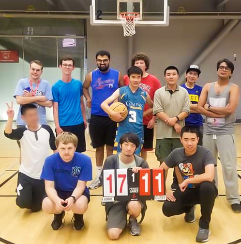 Students and coaches basketball game