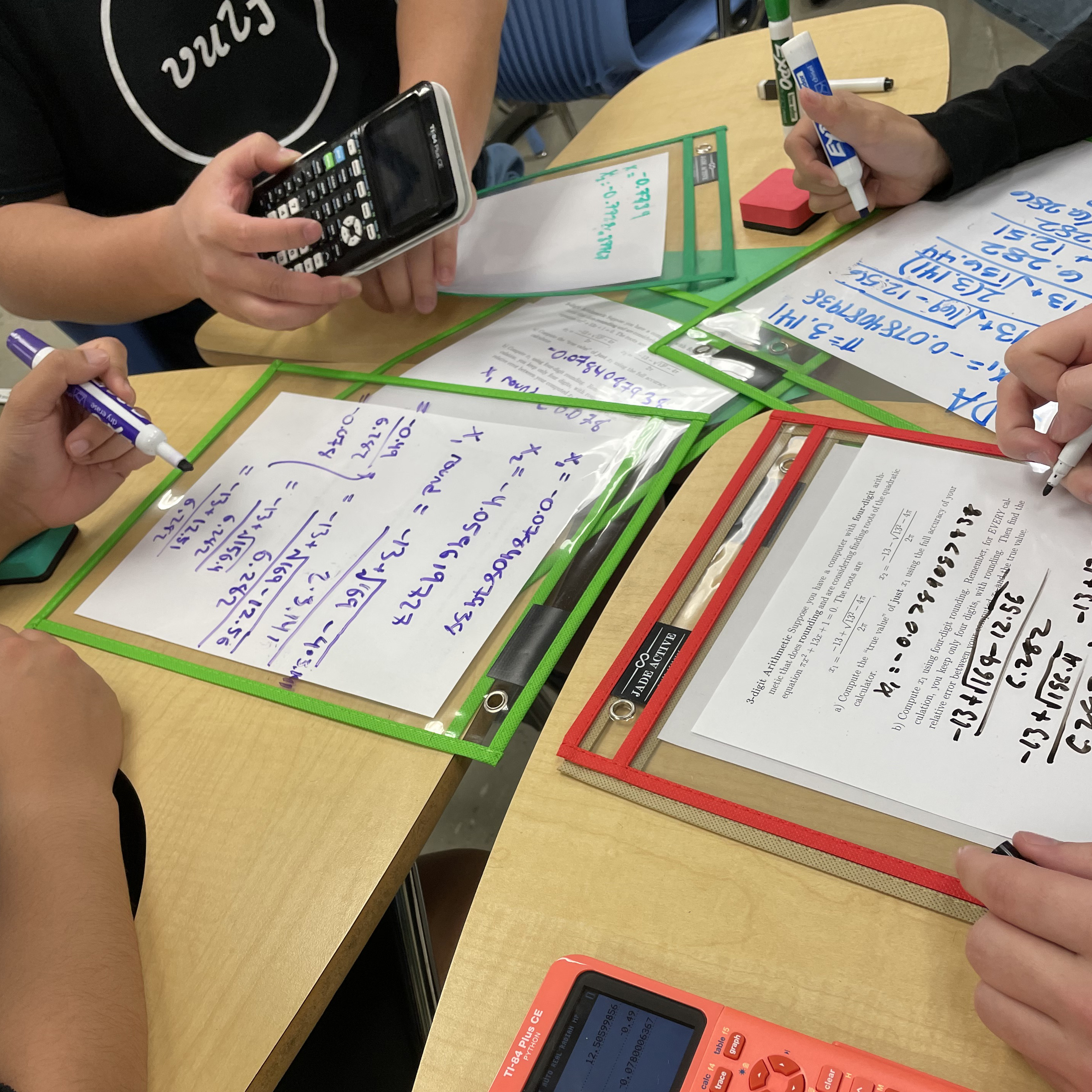 Students working in group math study.