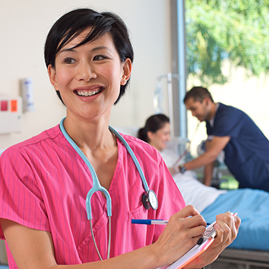 Nursing with syringe.