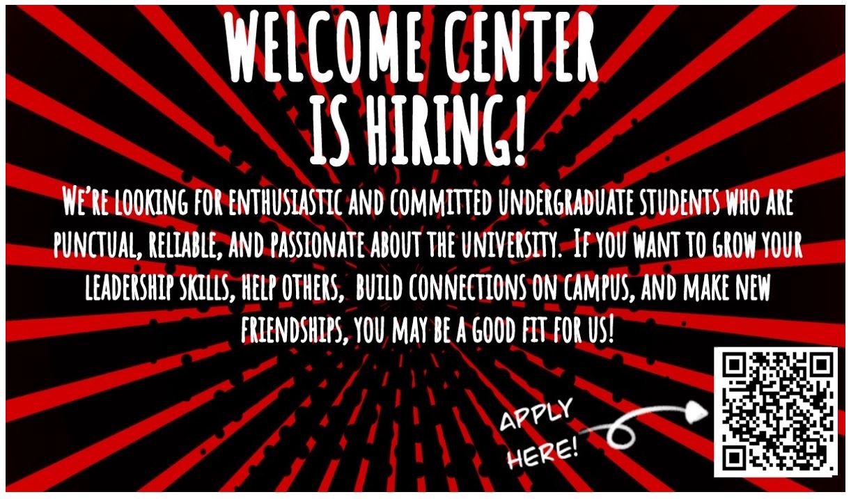 The Welcome Center is Hiring!