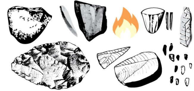 paleo tools and fire icon